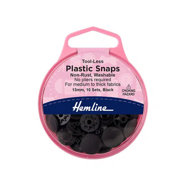 Tool-Less Plastic Snaps | Black & White – view 5 | Truro Fabrics