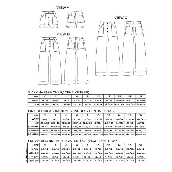 True Bias - Paper Sewing Pattern - Lander Pants & Shorts