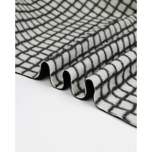 Two-Faced Grid Check Knit Fabric - Black & White