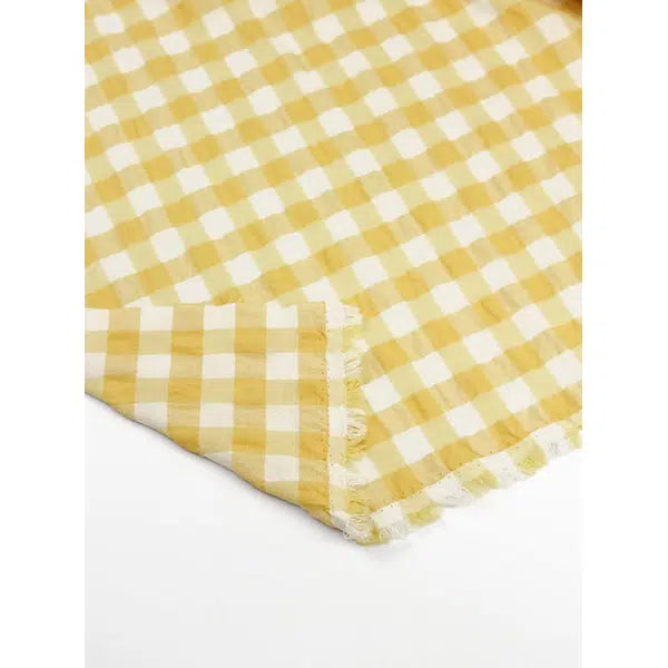 Viscose Blend Seersucker Fabric - Buttercup Gingham