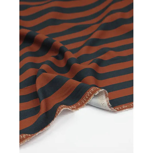 100% Viscose Twill Fabric - Cadence Stripe - Cinnamon – view 2 – Truro Fabrics
