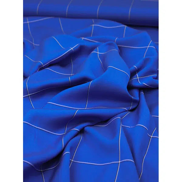 Viscose Twill Fabric - Grosvenor Grid Royal