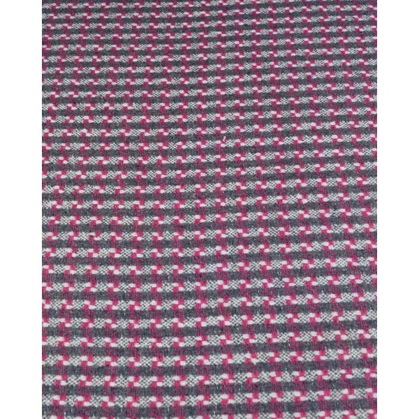 Wool Blend Check Fabric - Pink & Grey