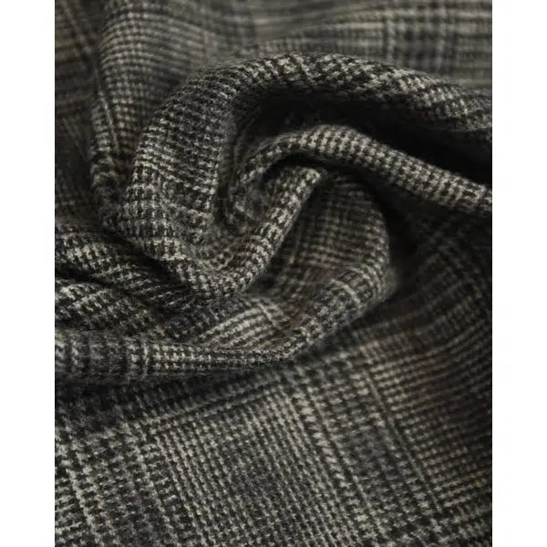 Wool Blend Fabric - Glen Plaid Charcoal