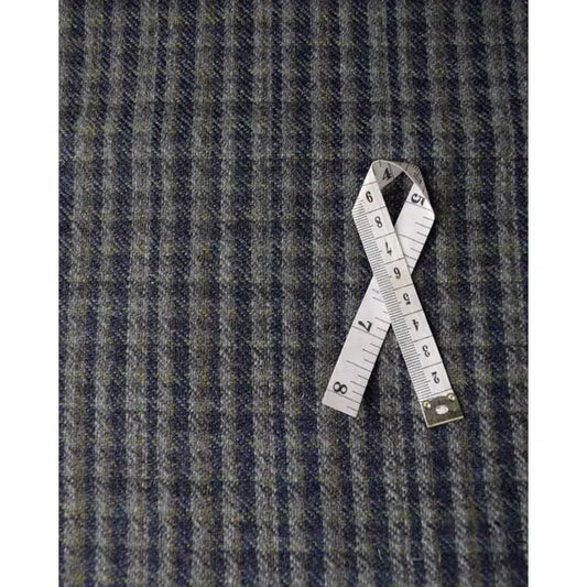 Wool Blend Suiting Fabric - Navy & Grey Check
