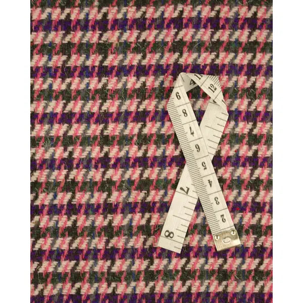 Wool Blend Tweed Fabric - Pink & Purple Check
