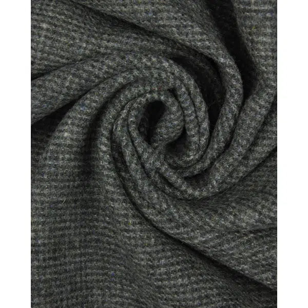 Wool Check Fabric - Green & Grey