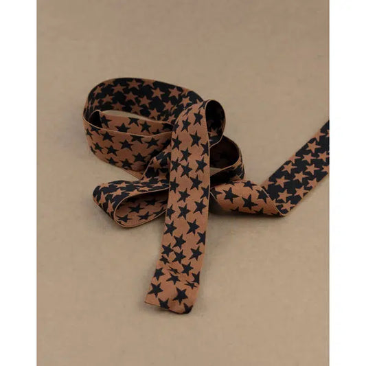 Woven Elastic - 40mm - Black & Caramel Star