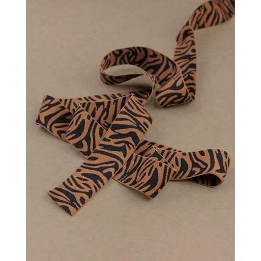 Woven Elastic - 40mm - Black & Caramel Zebra