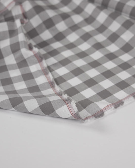 Yarn Dyed Cotton Fabric - 17mm Gingham Grey