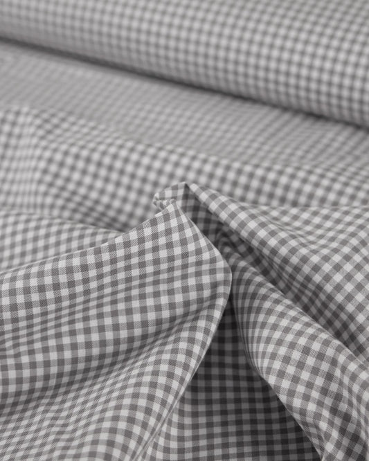 Yarn Dyed Cotton Fabric - 3mm Gingham Grey