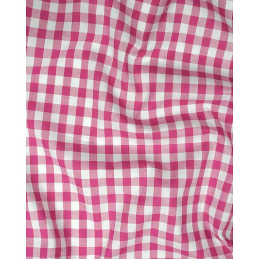 Yarn Dyed Cotton Fabric - 9mm Gingham Fuschia | Truro Fabrics