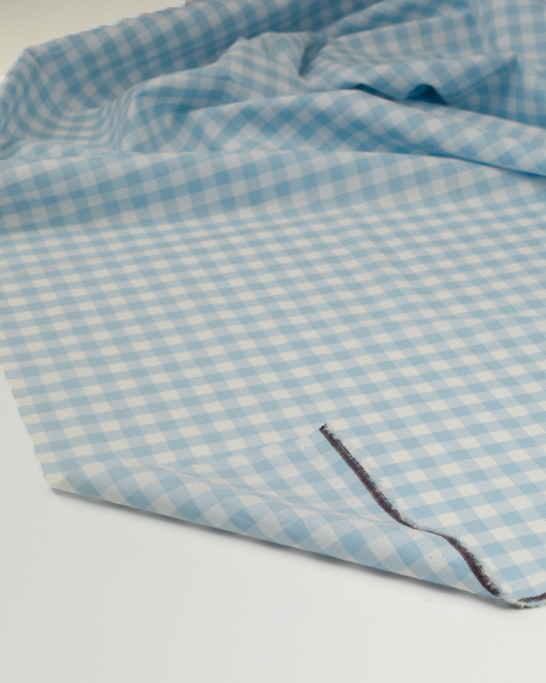 Yarn Dyed Cotton Fabric - 9mm Gingham Baby Blue