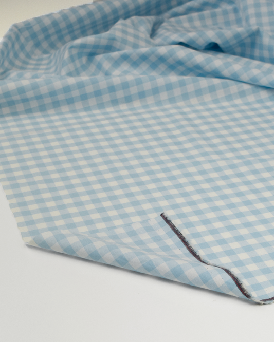Yarn Dyed Cotton Fabric - 9mm Gingham Baby Blue