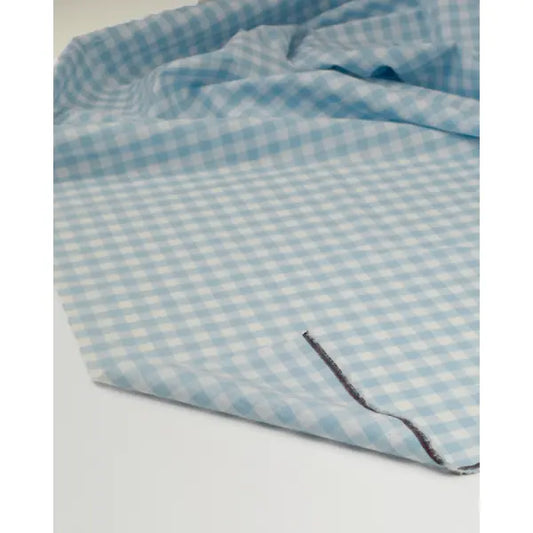 Yarn Dyed Cotton Fabric - 9mm Gingham Baby Blue | Truro Fabrics