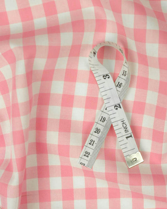 Yarn Dyed Cotton Fabric - 9mm Gingham Baby Pink