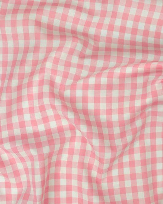 Yarn Dyed Cotton Fabric - 9mm Gingham Baby Pink