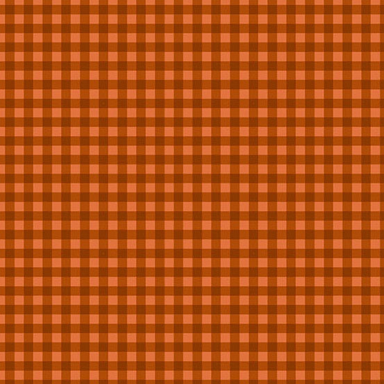 Brown and orange gingham quilting cotton