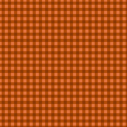 Brown and orange gingham quilting cotton