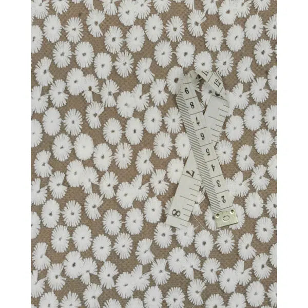 Cotton Blend Embroidered Tulle Fabric - White Daisies – view 4 – Truro Fabrics