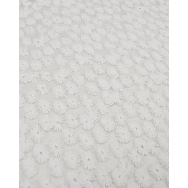 Cotton Blend Embroidered Tulle Fabric - White Daisies – view 5 – Truro Fabrics
