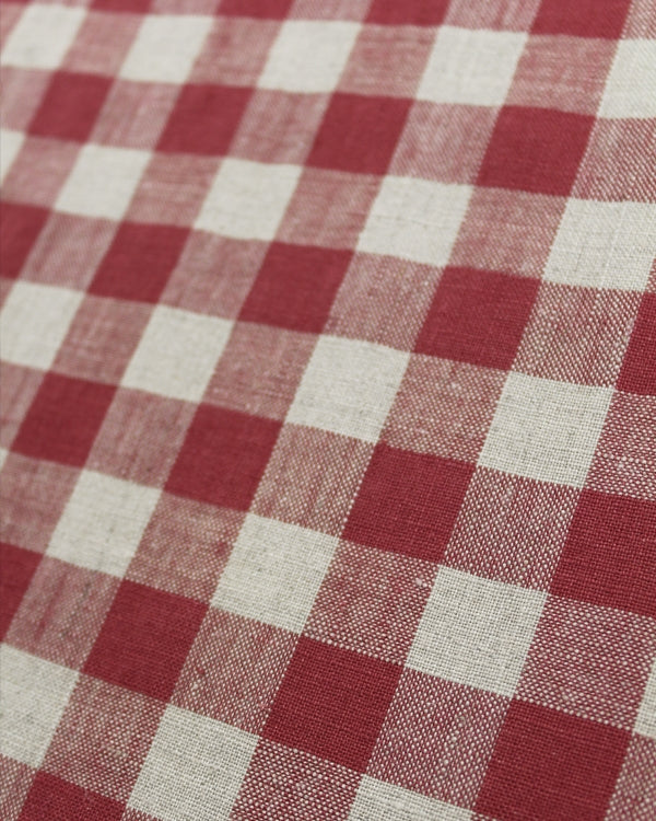 Laundered Linen Gingham Fabric - Radish