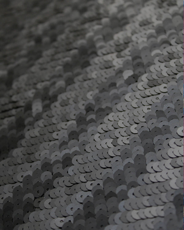 Sequin Tulle Fabric - Matte Chevron Midnight