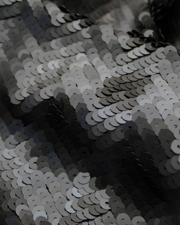 Sequin Tulle Fabric - Matte Chevron Midnight