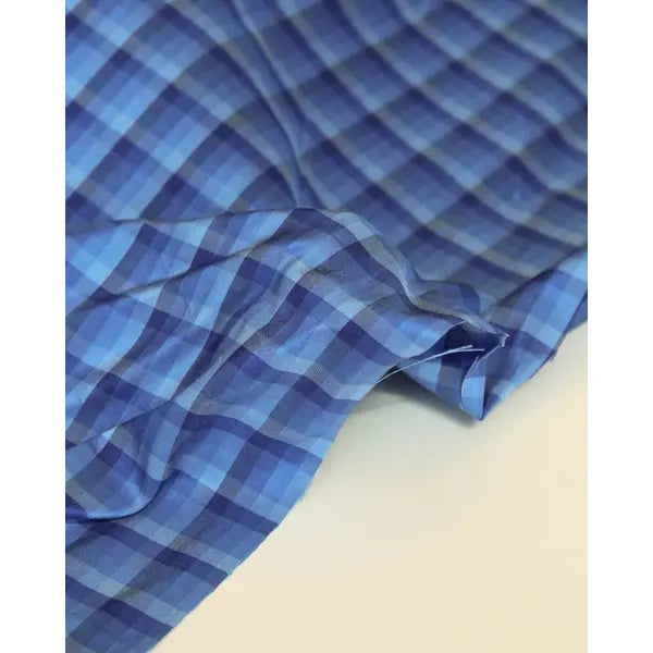 Check Silk Taffeta Fabric - Riviera – view 3 – Truro Fabrics