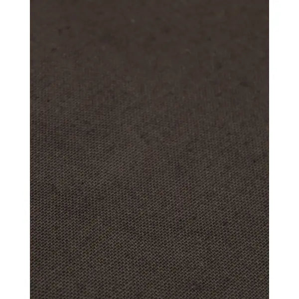 Close up of dark chocolate pure cotton canvas fabric showing textured Panama weave