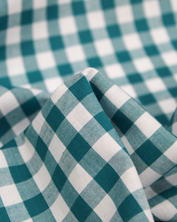 Yarn Dyed Cotton Fabric - 9mm Gingham Teal