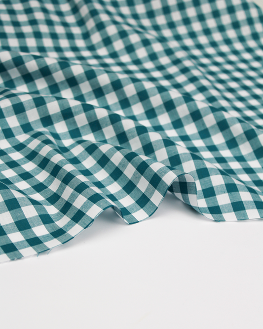 Yarn Dyed Cotton Fabric - 9mm Gingham Teal