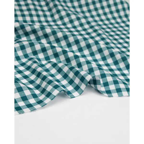 Yarn Dyed Cotton Fabric - 9mm Gingham Teal | Truro Fabrics