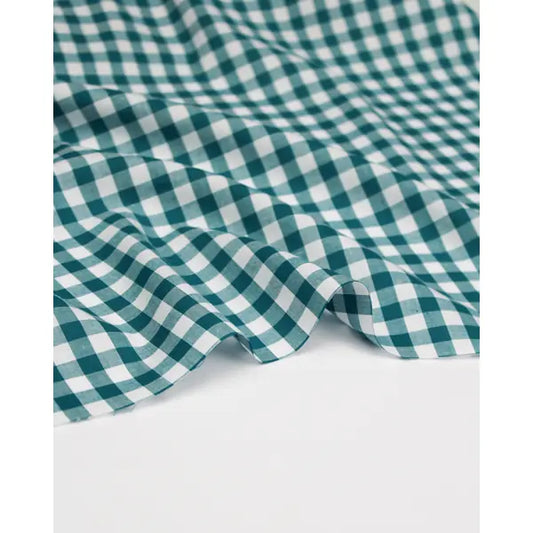 Yarn Dyed Cotton Fabric - 9mm Gingham Teal | Truro Fabrics