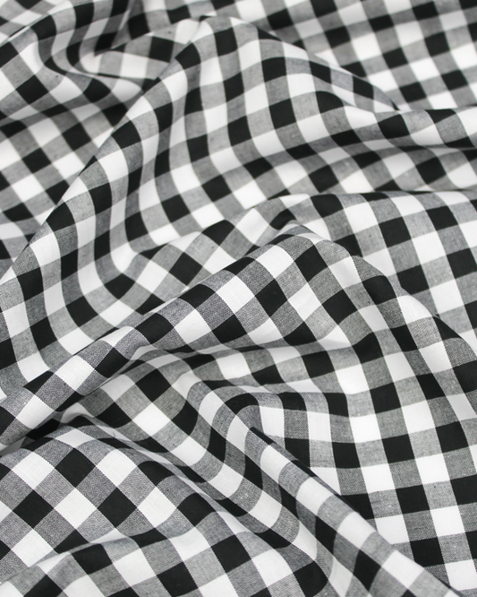 Yarn Dyed Cotton Fabric - 9mm Gingham Black