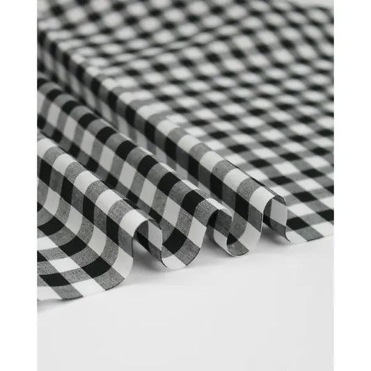 Yarn Dyed Cotton Fabric - 9mm Gingham Black | Truro Fabrics