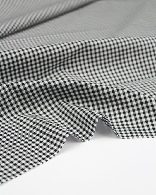Yarn Dyed Cotton Fabric - 3mm Gingham Black