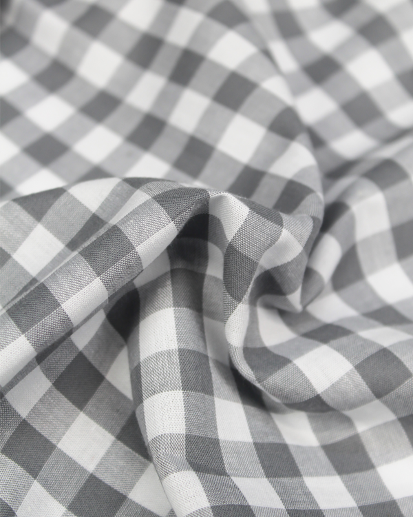 Yarn Dyed Cotton Fabric - 9mm Gingham Grey
