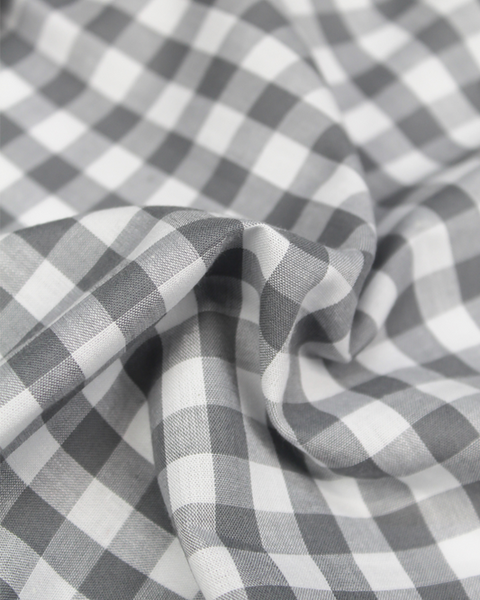 Yarn Dyed Cotton Fabric - 9mm Gingham Grey