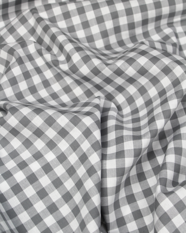 Yarn Dyed Cotton Fabric - 9mm Gingham Grey