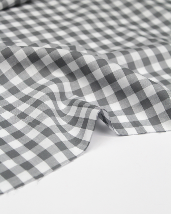 Yarn Dyed Cotton Fabric - 9mm Gingham Grey