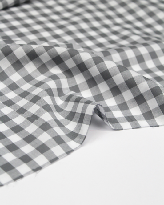Yarn Dyed Cotton Fabric - 9mm Gingham Grey