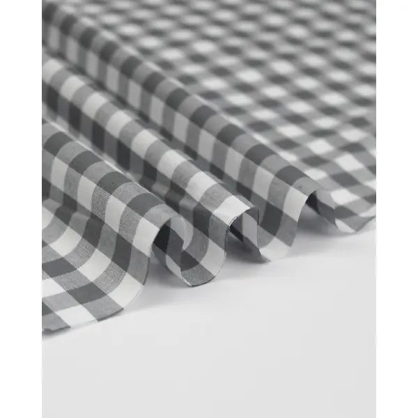 Yarn Dyed Cotton Fabric - 9mm Gingham Grey | Truro Fabrics