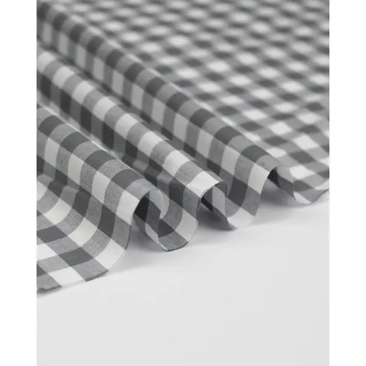 Yarn Dyed Cotton Fabric - 9mm Gingham Grey | Truro Fabrics