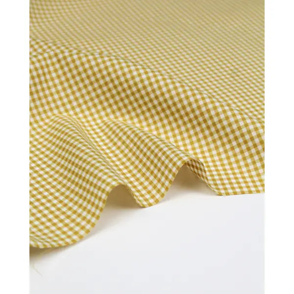 Yarn Dyed Cotton Fabric - 3mm Gingham Ochre | Truro Fabrics