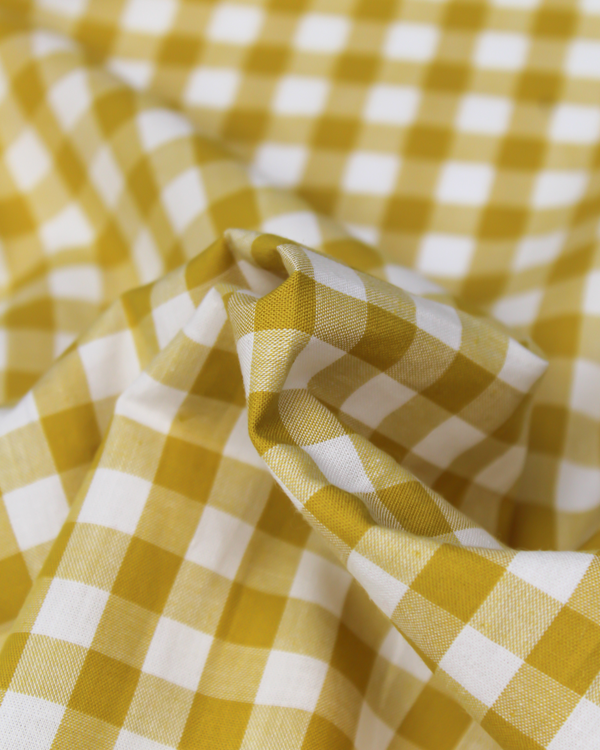 Yarn Dyed Cotton Fabric - 9mm Gingham Ochre