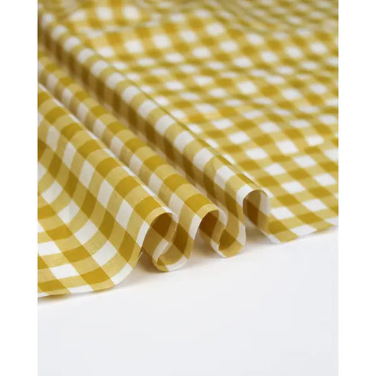 Yarn Dyed Cotton Fabric - 9mm Gingham Ochre | Truro Fabrics