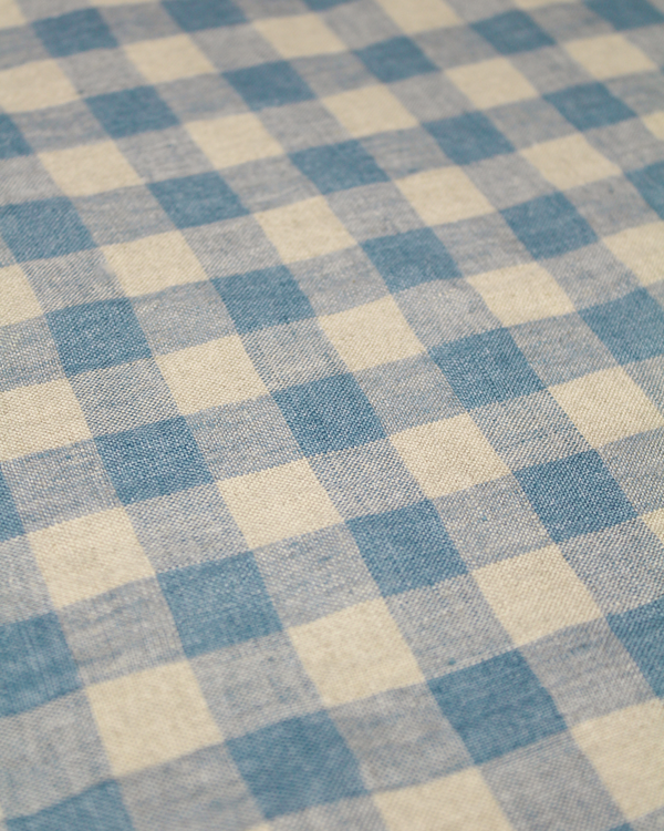 Laundered Linen Gingham Fabric - Cornflower