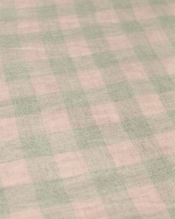 Laundered Linen Gingham Fabric - Shell