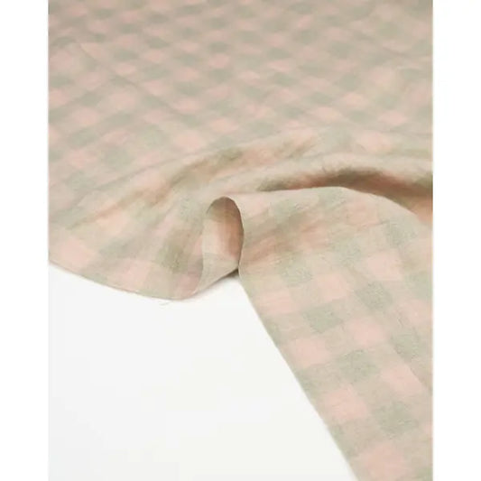 Laundered Linen Gingham Fabric - Shell | Truro Fabrics